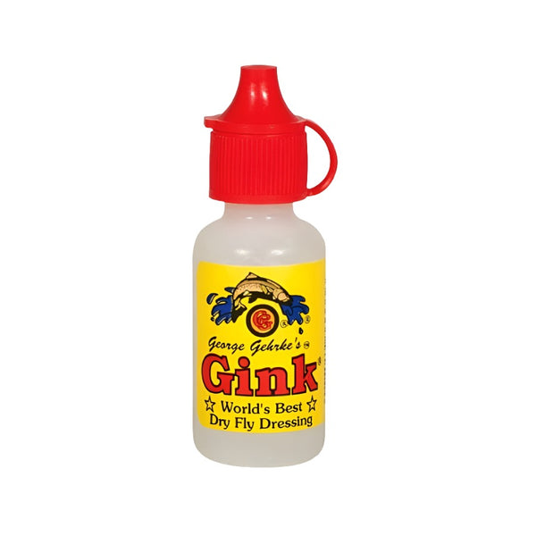 One bottle of gehrke's gink dry fly floatant on a white background.