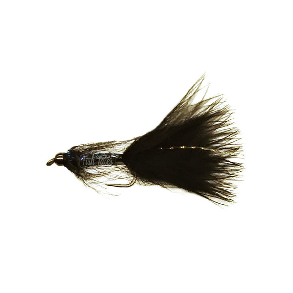 JD Flies Simi Minnow in black on a white background.