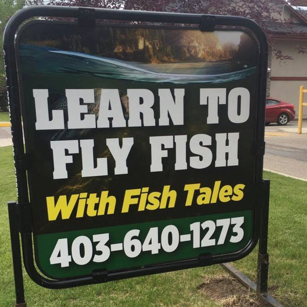 Learn to fly fish with Fish Tales sign with phone number 