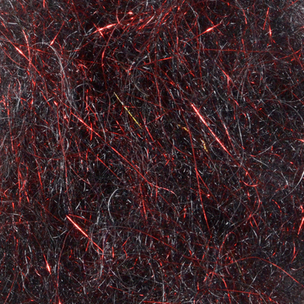 Close-up of black and red MFC Arizona Mega Simi Seal Dubbing fly tying material.