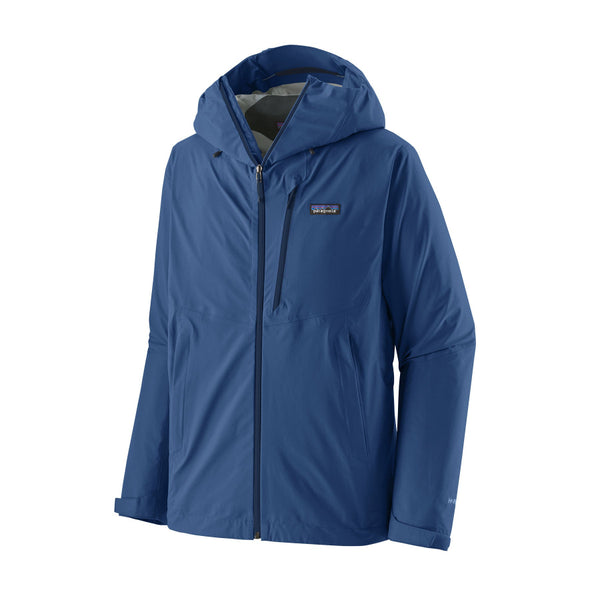 Patagonia Men's Granite Crest Rain Jacket in Clement Blue on a white background.