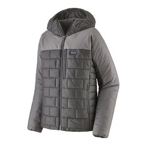The new for 2025 forge grey Patagonia Men's Hi-Loft Nano Puff Hoody on a white background.