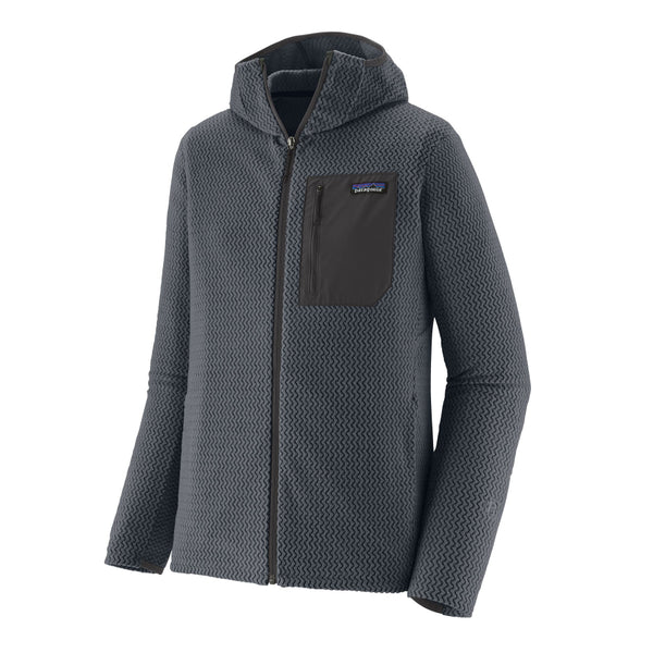 Smolder Blue Patagonia Men's R1 Air Fleece Hoody on a white background.