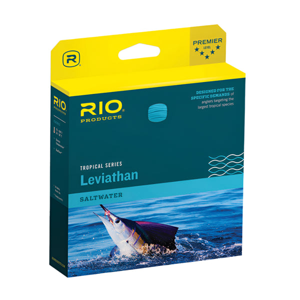 Rio Premier Leviathan Billfish Tropical Shooting Head packaging featuring a a jumping billfish, on a white background.
