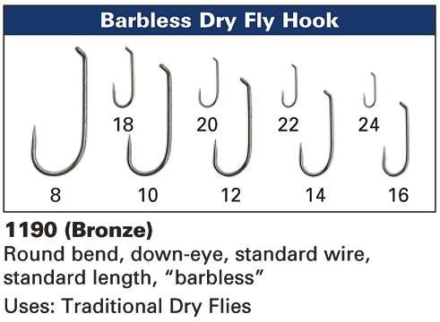 Daiichi 1190 - Standard Dry Fly Hook - Barbless