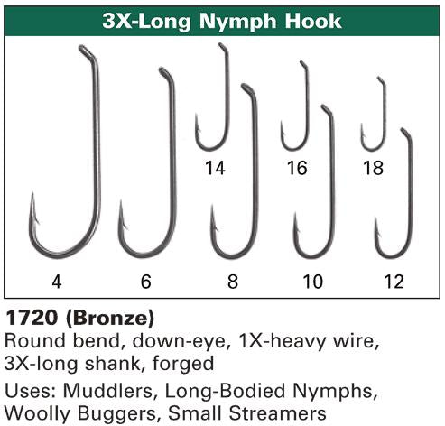 Daiichi 1720 - Long Bodied Nymph Hook - 3X Long