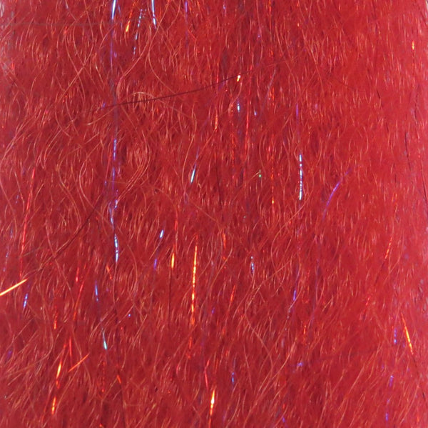 Bleeding red color close-up image of Just Add H2O Steve Farrar's Flash Blend fly tying material.