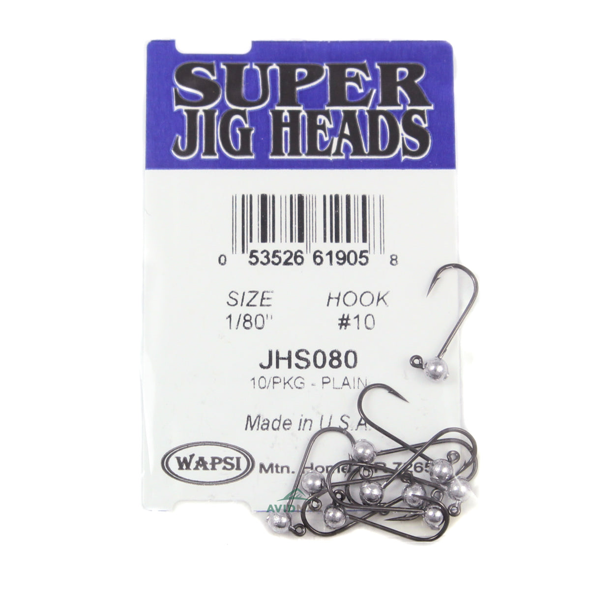  Wapsi Super Jig Heads Plain Size 10-1/80 oz 10 Pack