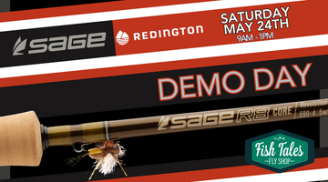 Sage and Redington Demo Day is on Saturday May 24th, 9 am to 1 pm, rain or shine - banner.