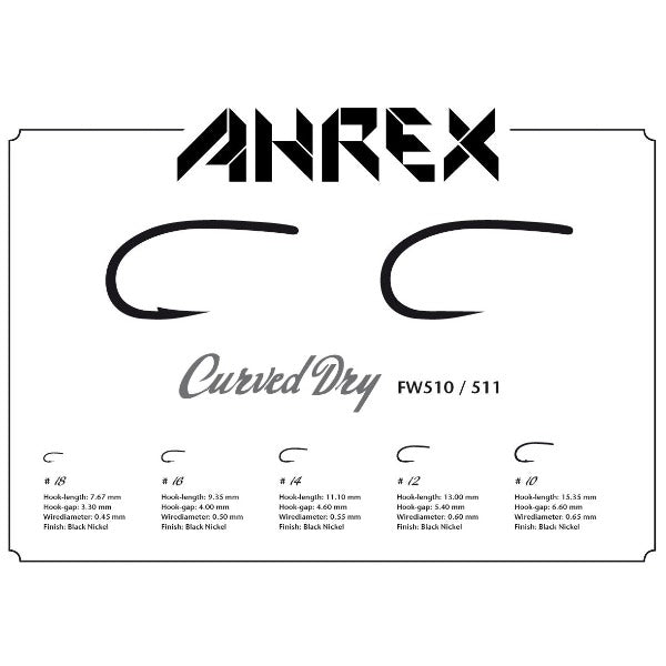 Ahrex FW511 Curved Dry Fly Barbless Hooks