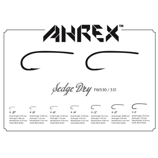 Ahrex FW531 Sedge Dry Barbless Hook | Barbless Dry Fly Tying Hooks