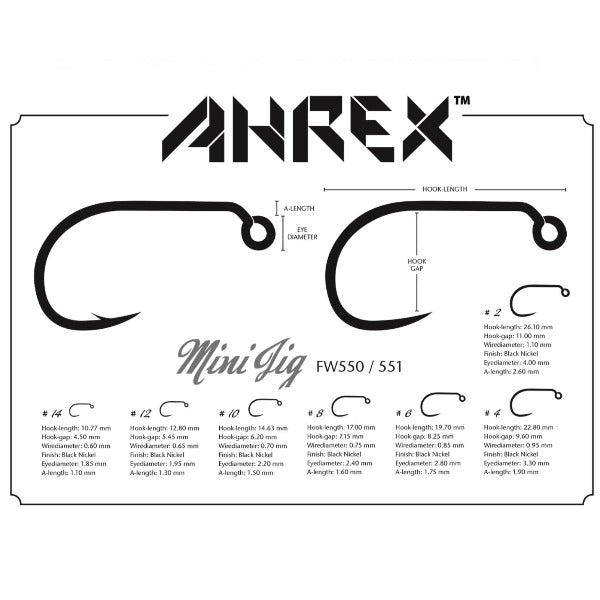Ahrex FW551 Mini Jig Barbless Hook