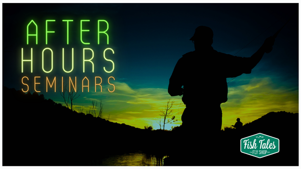 After Hours Seminars graphic with text and silhouette of fly fishing person.