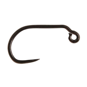 A single Ahrex FW551 Mini Jig Barbless Hook with a black nickel finish.