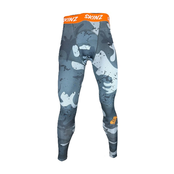 Blue camouflage Backcountry Skinz  Airmesh UV Pro Sun leggings on a white background.