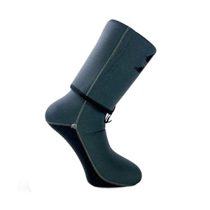 A Backcountry Skinz Z Drainz Guide Master Wading Sock, in grey neoprene with black sole and on a white background.