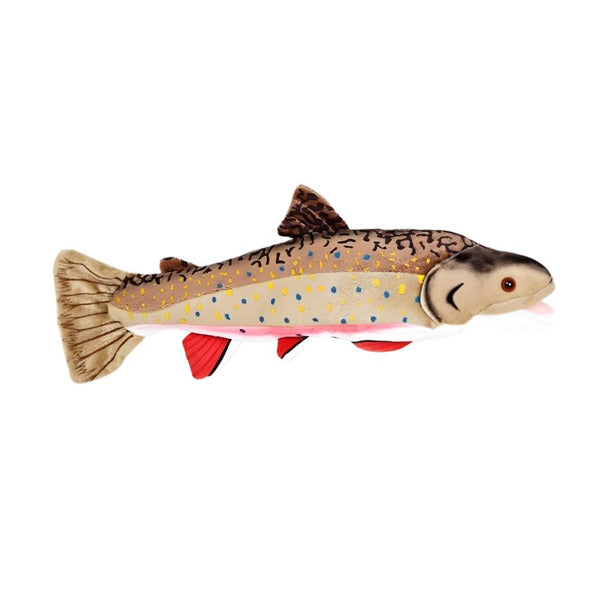 A brook trout Cabin Critters Freshwater Fish plush toy animal on a white background.