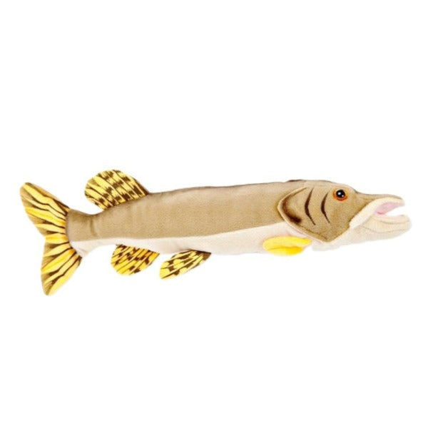A Northern pike Cabin Critters Freshwater Fish plush toy animal on a white background.