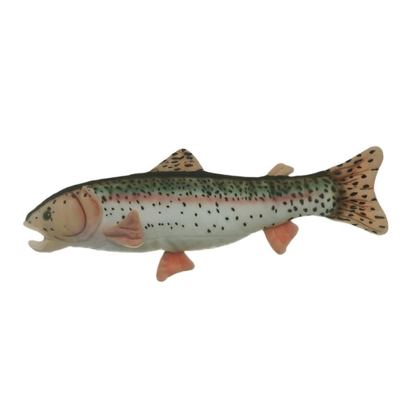 A rainbow trout Cabin Critters Freshwater Fish plush toy animal on a white background.
