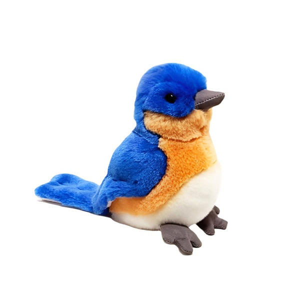 A bluebird Cabin Critters Rocky Mountain Birds stuffed animal on a white background.