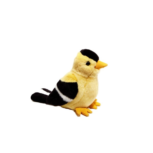 A goldfinch Cabin Critters Rocky Mountain Birds stuffed animal on a white background.