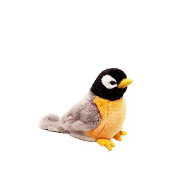 A robin Cabin Critters Rocky Mountain Birds stuffed animal on a white background.