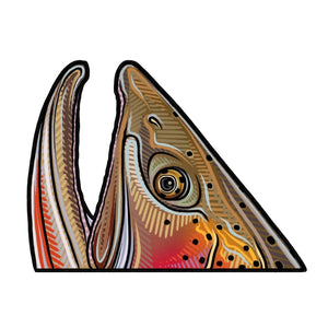 Casey Underwood cutthroat rise left facing decal on a white background.
