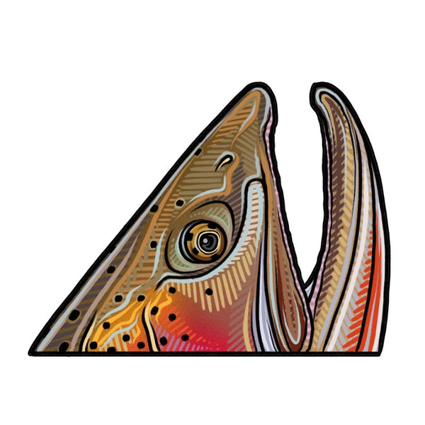 Casey Underwood cutthroat rise right facing decal on a white background.