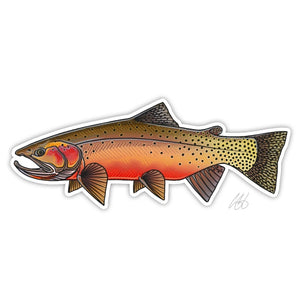 Casey Underwood westslope cutthroat trout decal on a white background.