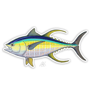 Casey Underwood yellowfin tuna decal on a white background.