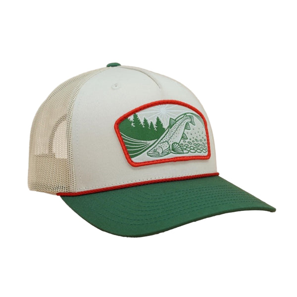 Casey Underwood riffle rider trucker hat on a white background.