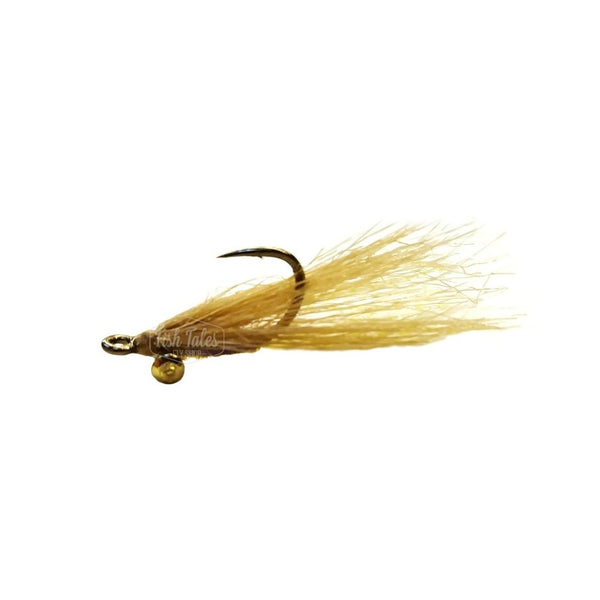 UV tan Christmas Island Special Bonefish Fly on a white background.