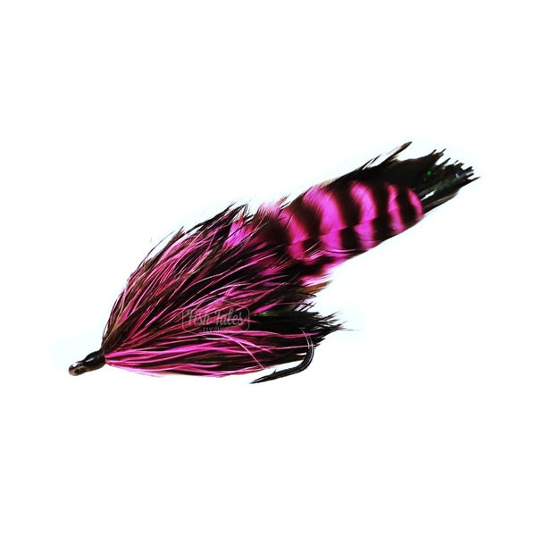 CN Flies Pike Schlapper unweighted streamer designed for pike and other predators, tied on a Gamakatsu B10s hook in pink and black, against a white background.
