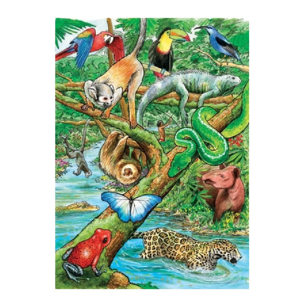 Image of rainforest animals Cobble Hill Tray Puzzle on a white background.