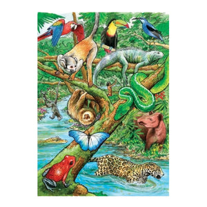Image of rainforest animals Cobble Hill Tray Puzzle on a white background.