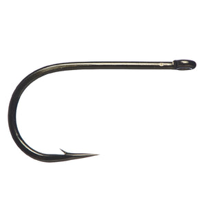 a single daiichi 1640 multi use dry fly hook on a white background