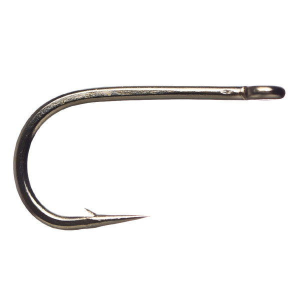 a single daiichi 1650 tube fly hook on a white background