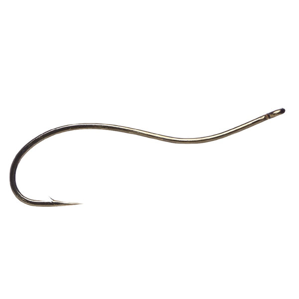 a single daiichi 1770 swimming nymph hook on a white background