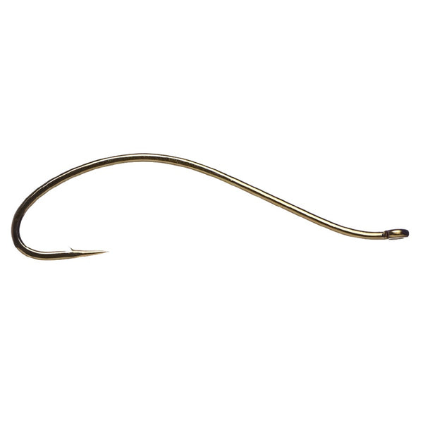 a single daiichi 1870 swimming larva hook on a white background