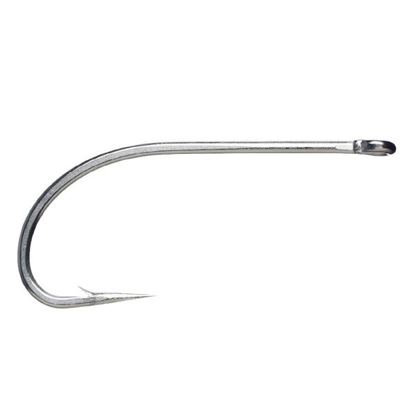 a single daiichi 2546 saltwater fly hook on a white background