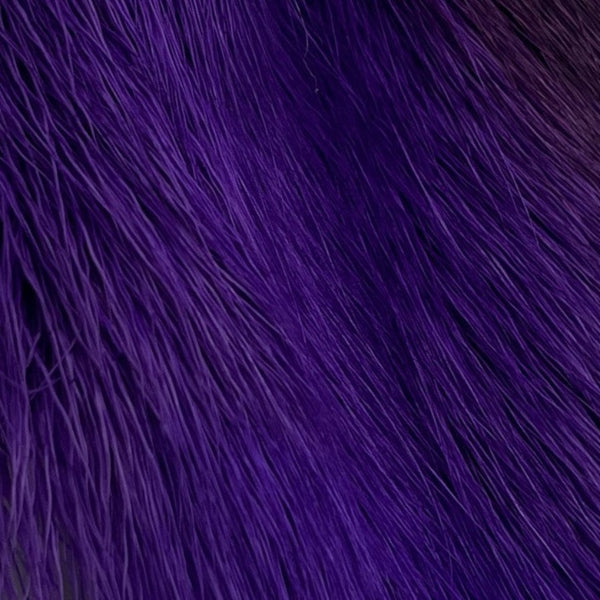 close up view of fish tales deer belly hair for fly tying purple