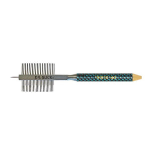 Dr. Slick Carbon Fiber Jumbo Dubbing Comb with holographic green handle, on a white background.