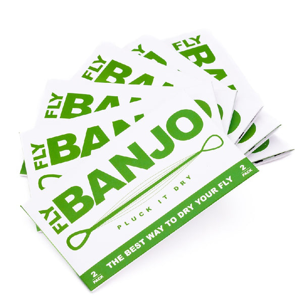 Fly Banjo 2-Pack packages with green and white design, fanned over a white background.