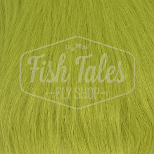 close up view of fish tales craft fur for fly tying chartreuse