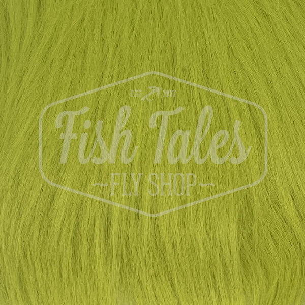 close up view of fish tales craft fur for fly tying chartreuse