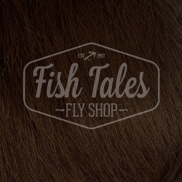 close up view of fish tales craft fur for fly tying dark brown