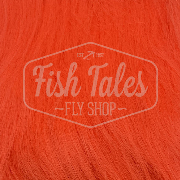 close up view of fish tales craft fur for fly tying fluorescent salmon