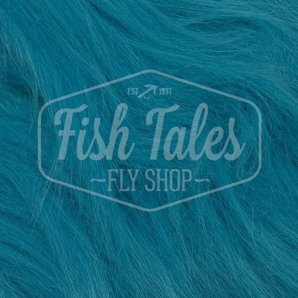 close up view of fish tales craft fur for fly tying kingfisher blue