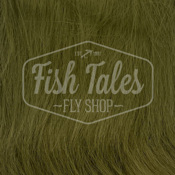 close up view of fish tales craft fur for fly tying olive