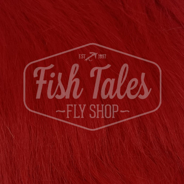 close up view of fish tales craft fur for fly tying red